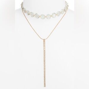 New OPEN EDIT Set of 2 Resin Choker & Y-necklace